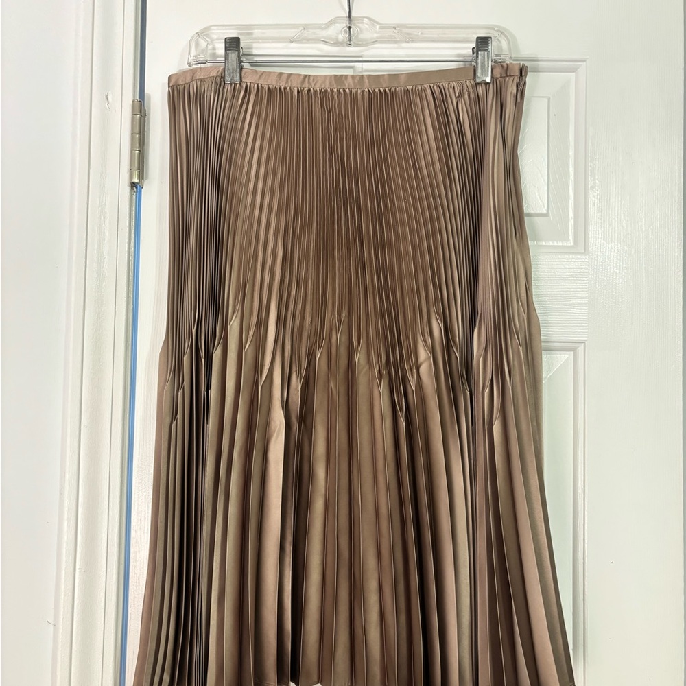 Talbots A-Line Pleated Skirt in Taupe